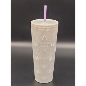 Starbucks Spring 2023 Pearl White Mermaid Venti Tumbler 24 oz Shell Deco Scales